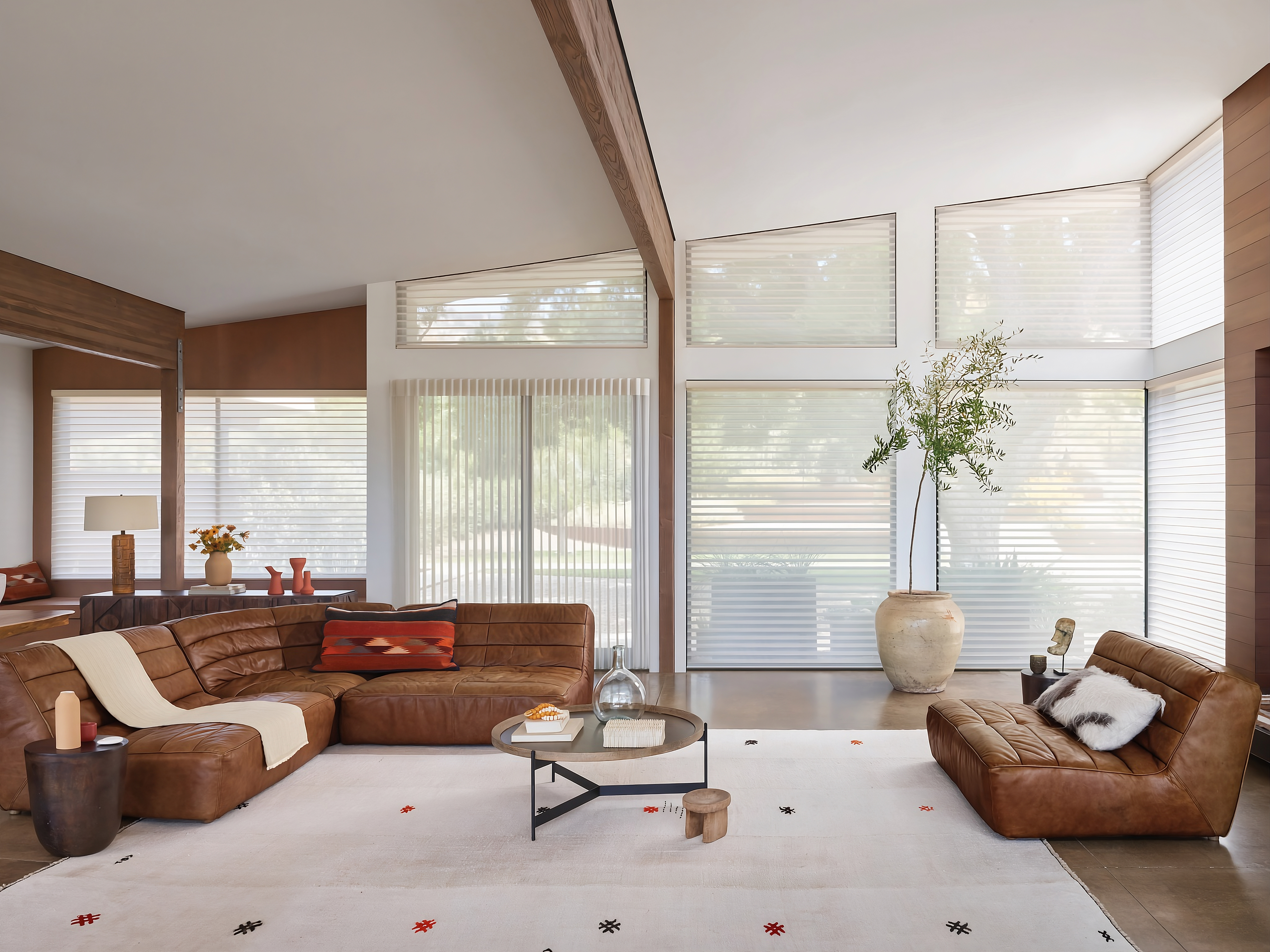 Blinds featuring PowerView® Automation with hard-to-reach windows.